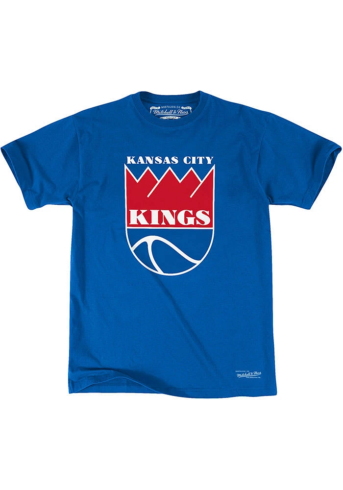 Mitchell and Ness Kansas City Kings Blue Traditional Graphic Short Sleeve Fashion T Shirt