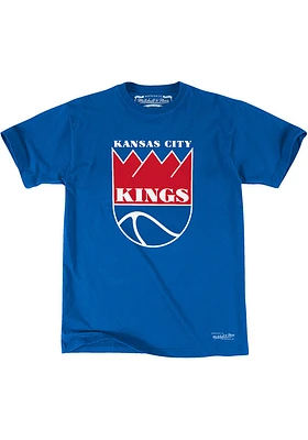Mitchell and Ness Kansas City Kings Blue Traditional Graphic Short Sleeve Fashion T Shirt