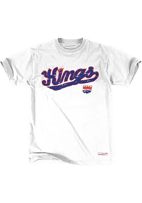 Mitchell and Ness Kansas City Kings White Traditional Script Short Sleeve T Shirt