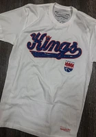 Mitchell and Ness Kansas City Kings White Traditional Script Short Sleeve T Shirt