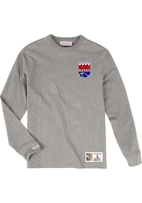 Mitchell and Ness Kansas City Kings Grey Slub Long Sleeve Fashion T Shirt