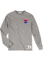 Mitchell and Ness Kansas City Kings Grey Slub Long Sleeve Fashion T Shirt