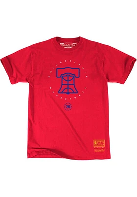 Mitchell and Ness Philadelphia 76ers Red Basket Bell Short Sleeve T Shirt