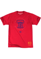 Mitchell and Ness Philadelphia 76ers Red Basket Bell Short Sleeve T Shirt