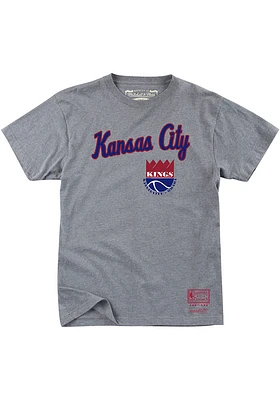 Mitchell and Ness Kansas City Kings Grey Wordmark Short Sleeve T Shirt
