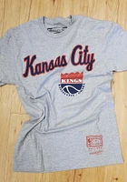 Mitchell and Ness Kansas City Kings Grey Wordmark Short Sleeve T Shirt