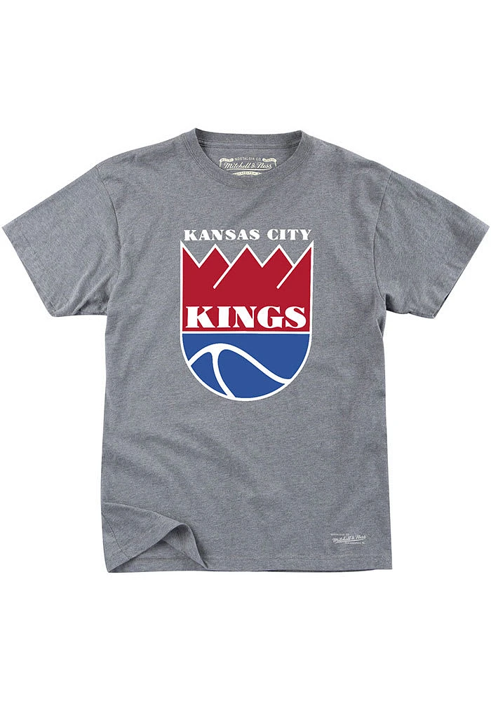 Mitchell and Ness Kansas City Kings Grey Badge Short Sleeve T Shirt