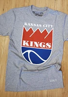 Mitchell and Ness Kansas City Kings Grey Badge Short Sleeve T Shirt