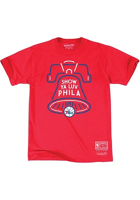 Mitchell and Ness Philadelphia 76ers Red Bell Short Sleeve Fashion T Shirt