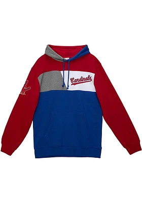 Mitchell and Ness St Louis Cardinals Mens Navy Blue Color Blocked Hood Fashion