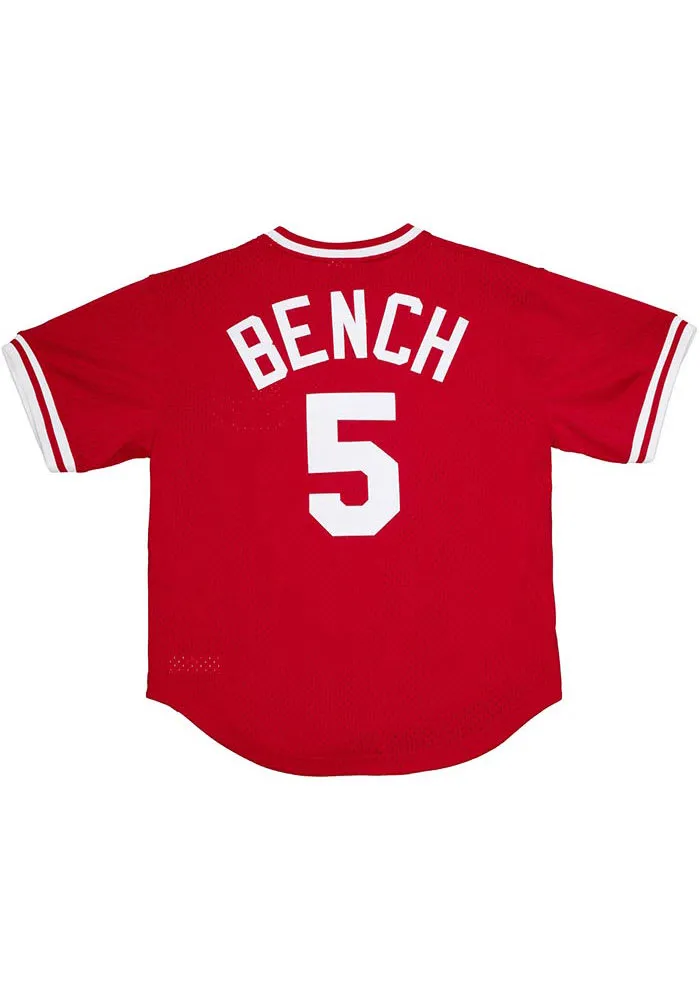 Johnny Bench Cincinnati Reds Mitchell and Ness 1983 Authentic Batting Practice Cooperstown Jerse..