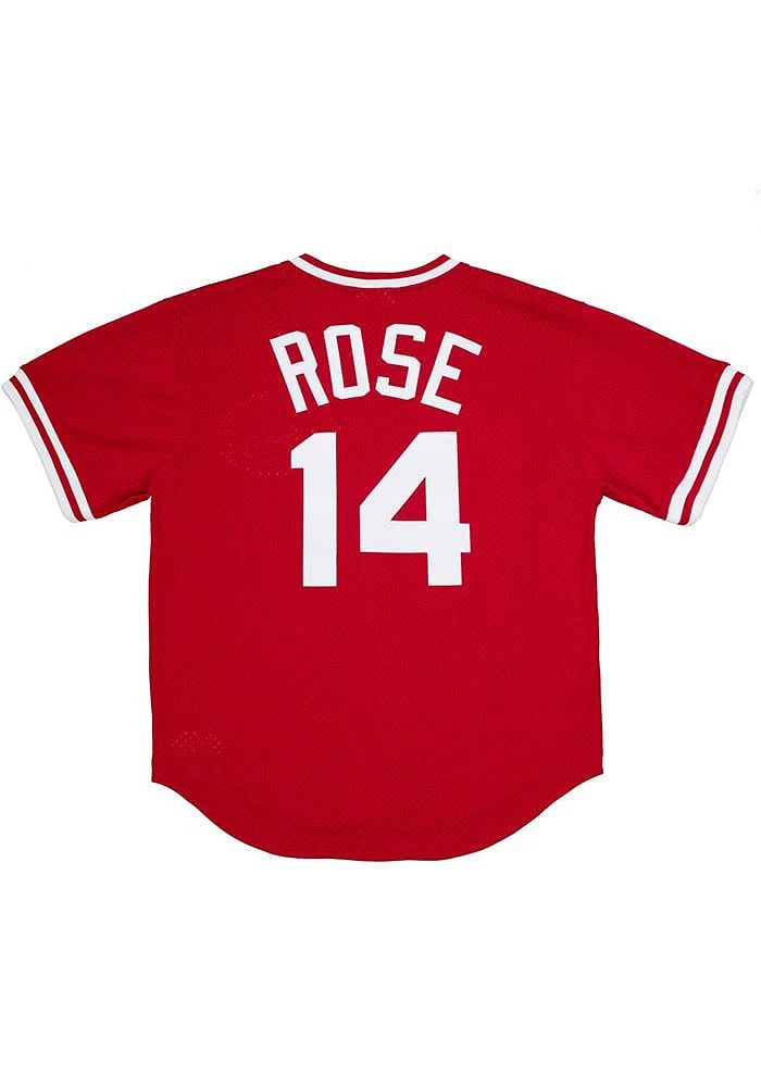 Pete Rose Cincinnati Reds Mitchell and Ness 1980 Authentic Batting Practice Cooperstown Jersey - R..