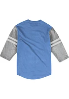 Mitchell and Ness Houston Oilers Blue Henley Long Sleeve Fashion T Shirt