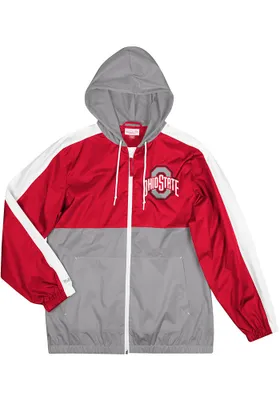 Mitchell and Ness Ohio State Buckeyes Mens Red Gameday Windbreaker Light Weight Jacket