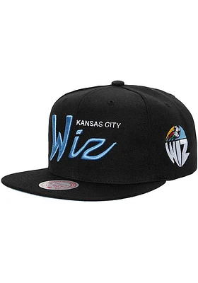 Mitchell and Ness Sporting Kansas City Black KC Wizards Foundation Script Mens Snapback Hat