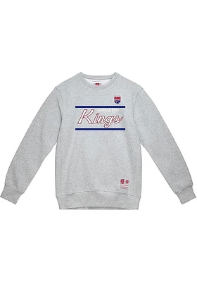 Mitchell and Ness Kansas City Kings Mens Grey Coaches Script Fleece Long Sleeve Fashion Sweatshirt