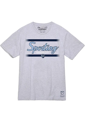 Mitchell and Ness Sporting Kansas City Grey Coaches Script Short Sleeve Fashion T Shirt