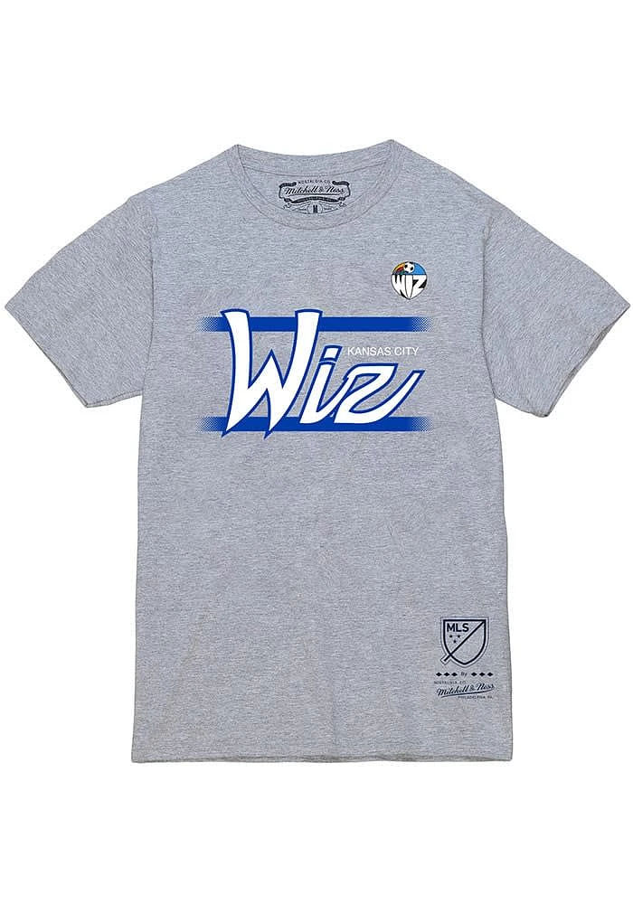 Mitchell and Ness Sporting Kansas City Grey KC Wiz Coaches Script Short Sleeve Fashion T Shirt