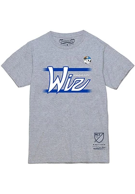 Mitchell and Ness Sporting Kansas City Grey KC Wiz Coaches Script Short Sleeve Fashion T Shirt