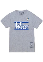 Mitchell and Ness Sporting Kansas City Grey KC Wiz Coaches Script Short Sleeve Fashion T Shirt