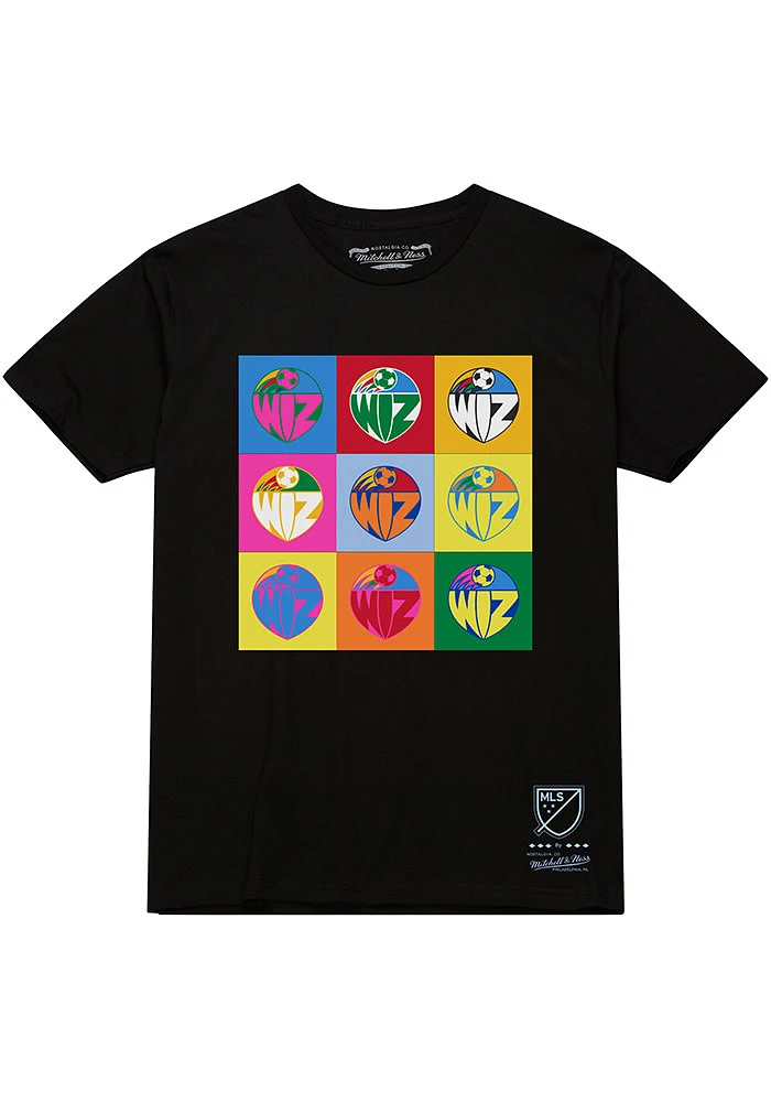 Mitchell and Ness Sporting Kansas City Black KC Wiz Pop Art Primary Short Sleeve Fashion T Shirt
