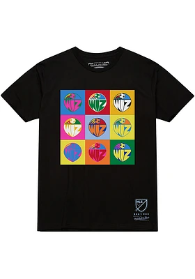 Mitchell and Ness Sporting Kansas City Black KC Wiz Pop Art Primary Short Sleeve Fashion T Shirt