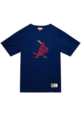 Mitchell and Ness St Louis Cardinals Navy Blue LEGENDARY SLUB Logo Short Sleeve Fashion T Shirt
