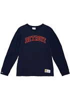 Mitchell and Ness Detroit Tigers Navy Blue Legendary Slub Long Sleeve Fashion T Shirt