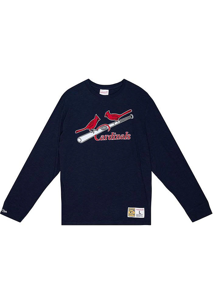Mitchell and Ness St Louis Cardinals Navy Blue Legendary Slub Long Sleeve Fashion T Shirt