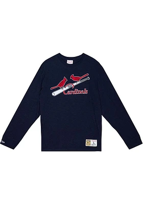 Mitchell and Ness St Louis Cardinals Navy Blue Legendary Slub Long Sleeve Fashion T Shirt