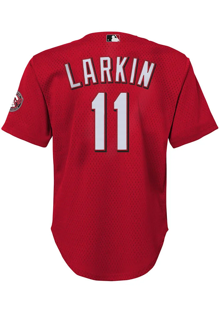 Barry Larkin  Mitchell and Ness Cincinnati Reds Youth Red Batting Practice Jersey