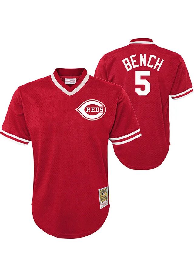 Johnny Bench  Mitchell and Ness Cincinnati Reds Youth Red Batting Practice Jersey