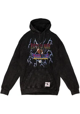 Mitchell and Ness Pittsburgh Steelers Mens Black Vintage Lightning Fashion Hood
