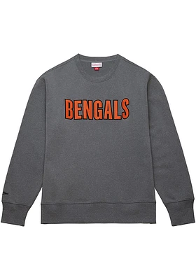 Mitchell and Ness Cincinnati Bengals Mens Grey Snow Washed Long Sleeve Fashion Sweatshirt