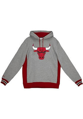 Mitchell and Ness Chicago Bulls Mens Grey Premium Fleece Long Sleeve Hoodie