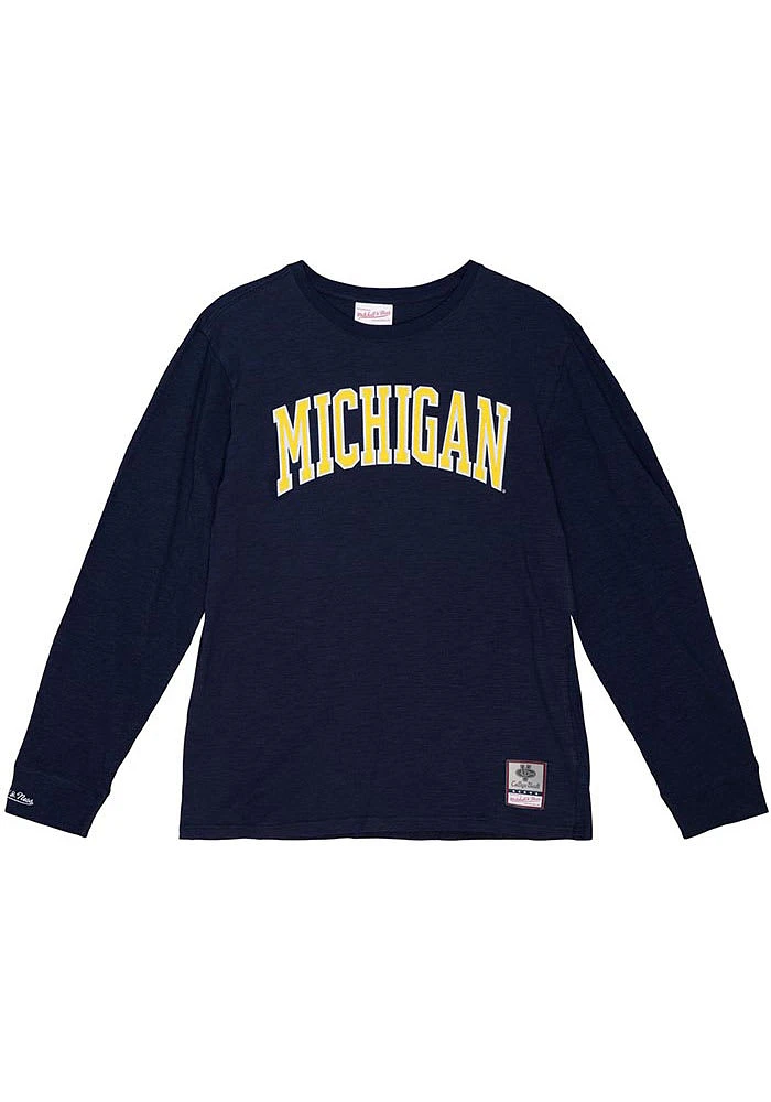 Mitchell and Ness Michigan Wolverines Blue Legendary Slub Long Sleeve Fashion T Shirt