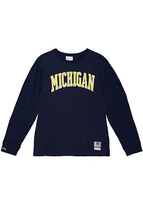 Mitchell and Ness Michigan Wolverines Blue Legendary Slub Long Sleeve Fashion T Shirt