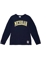 Mitchell and Ness Michigan Wolverines Blue Legendary Slub Long Sleeve Fashion T Shirt