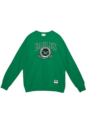 Mitchell and Ness Philadelphia Eagles Mens Kelly Green Fair Catch Long Sleeve Crew Sweatshirt