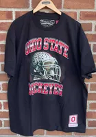 Mitchell and Ness Ohio State Buckeyes Black Retro Football Short Sleeve Fashion T Shirt