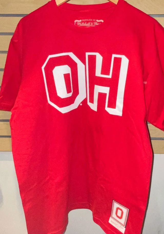 Mitchell and Ness Ohio State Buckeyes Red OH Short Sleeve Fashion T Shirt