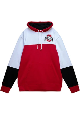 Mens Ohio State Buckeyes Red Mitchell and Ness Fusion Fleece Long Sleeve Fashion Hood
