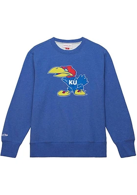 Mitchell and Ness Kansas Jayhawks Mens Blue Playoff Win Long Sleeve Fashion Sweatshirt