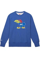 Mitchell and Ness Kansas Jayhawks Mens Blue Playoff Win Long Sleeve Fashion Sweatshirt