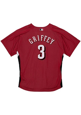 Ken Griffey Jr. Cincinnati Reds Mitchell and Ness Batting Practice Button Front Cooperstown Jersey..