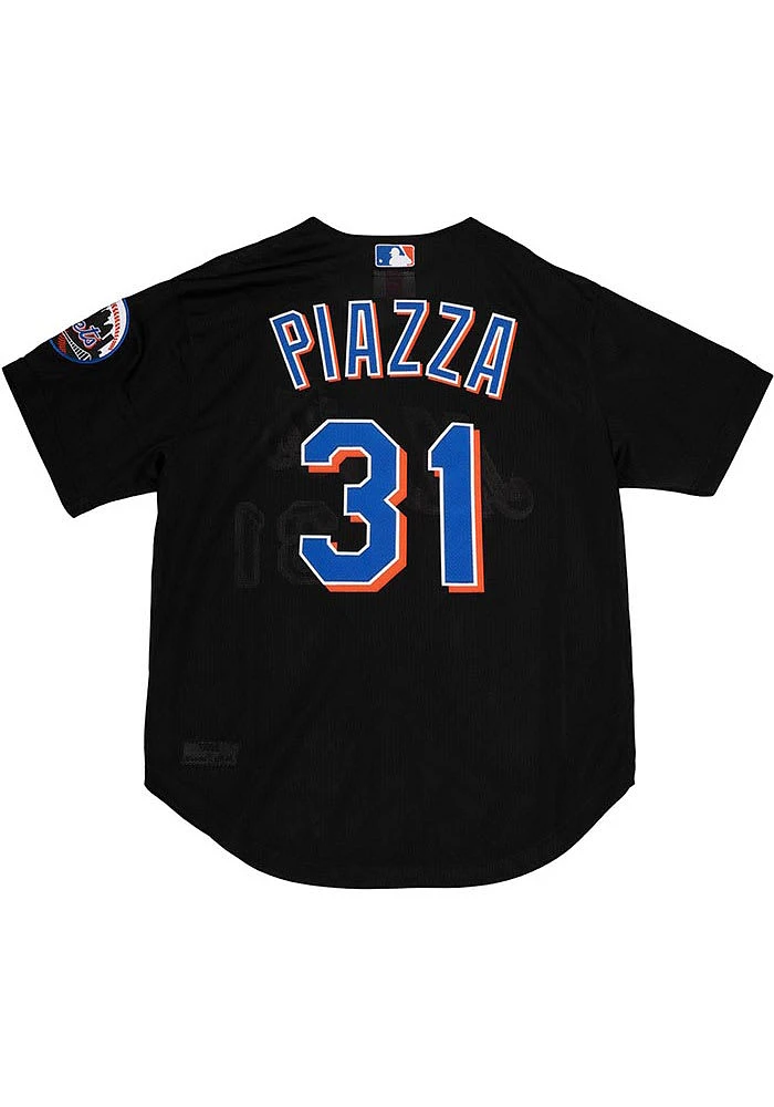 Mike Piazza New York Mets Mitchell and Ness Batting Practice Button Front Cooperstown Jersey - Bla..
