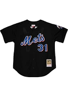Mike Piazza New York Mets Mitchell and Ness Batting Practice Button Front Cooperstown Jersey - Bla..