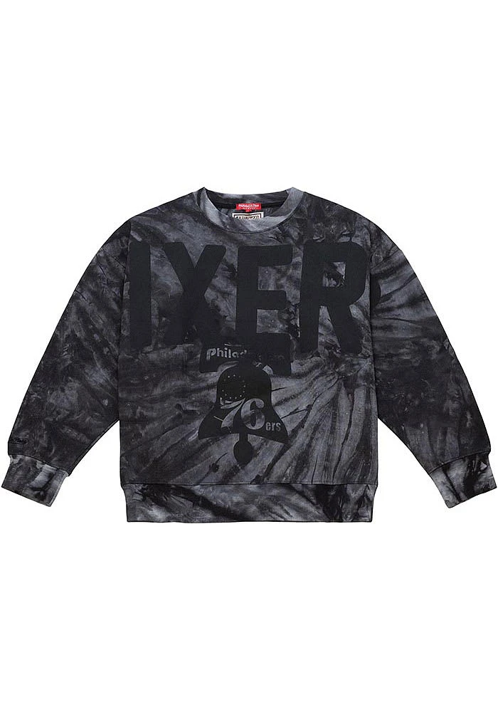 Mitchell and Ness Philadelphia 76ers Womens Black Tie Dye Crew Sweatshirt