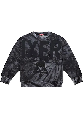 Mitchell and Ness Philadelphia 76ers Womens Black Tie Dye Crew Sweatshirt