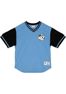 Mitchell and Ness Sporting Kansas City Blue Retro 2.0 Mesh V-Neck Short Sleeve Fashion T Shirt